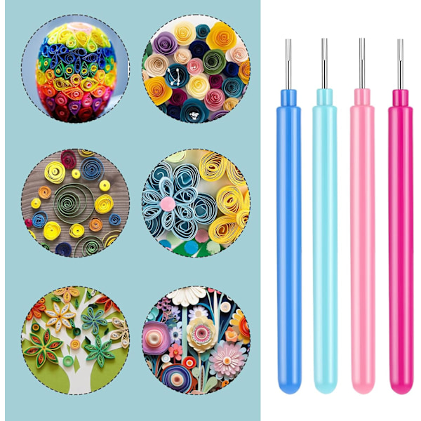4 st Pappersquillingverktyg kit Rullande Curling Quilling Nål Penna Slitsad Kit för Quillade Skapelser DIY Papperskortstillverkning Projekt Konst Hantverk Handgjord Su