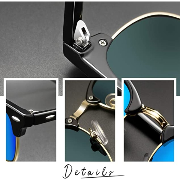 Halv kantløse polariserede solbriller til mænd (leopard stel blågrøn