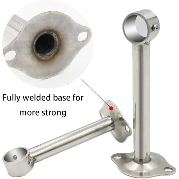 4 stk. Rustfrit Stål Gardinstangs Holder - Diameter 25cm H 100mm
