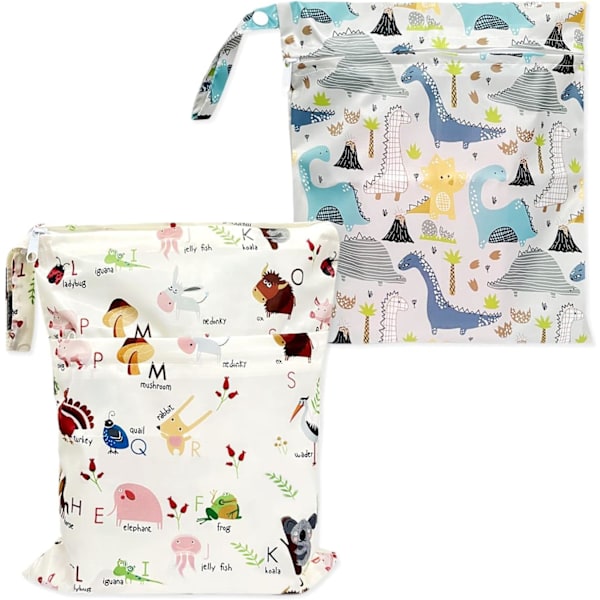 2 stk Vanntette Bleieorganisatorer for Baby (Dinosaurer, Bokstaver), Vaskbar