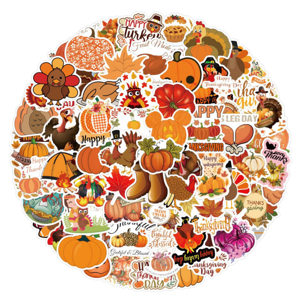 110 stykker Thanksgiving dekorasjonsklistremerker - søte og vannpr
