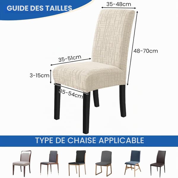 Restaurangstolsöverdrag, set om 4, elastiska stolsöverdrag, beige