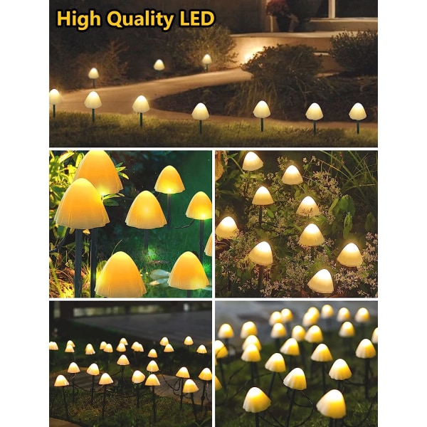 20 LED Solcelled Hagelys, 8 Moduser Sopp Stilys Utendørs