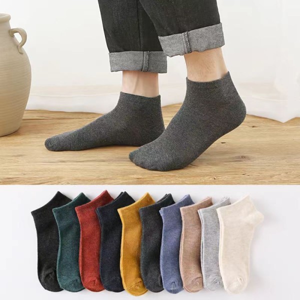 Sokker for menn, pakke med 10 par lave sokker for menn og kvinner, pust