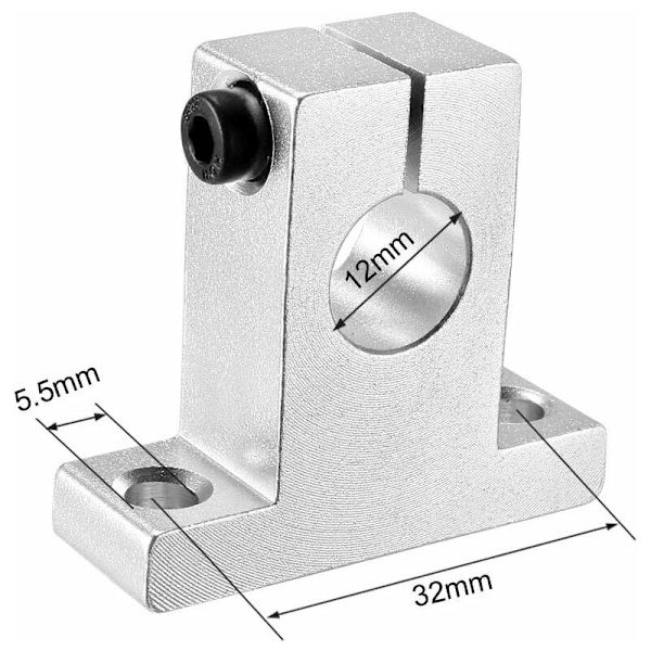 4 skinneføringer for SK12 lineærguide for 12 mm akseldiameter