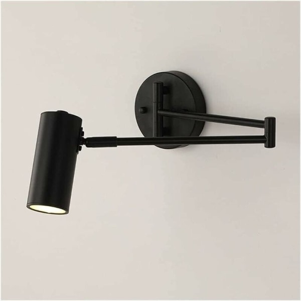 1st (svart) Sänglampa inomhus, väggbricka, minimalistisk justering