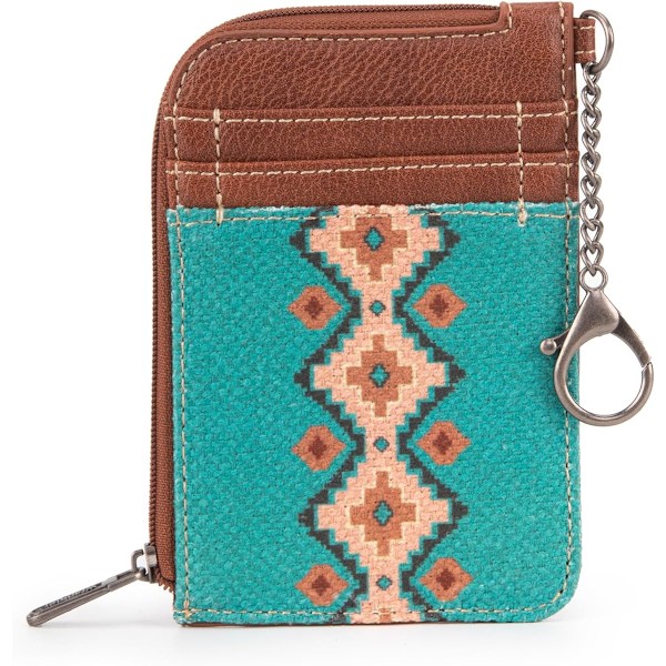 Card Wallet for Women Boho Aztec Credit Card Holder with Zipper P