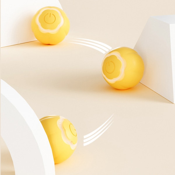 Ocean Yellow Smart Cat Ball, Interaktiv Katt Leksak, 360 Grader Auto
