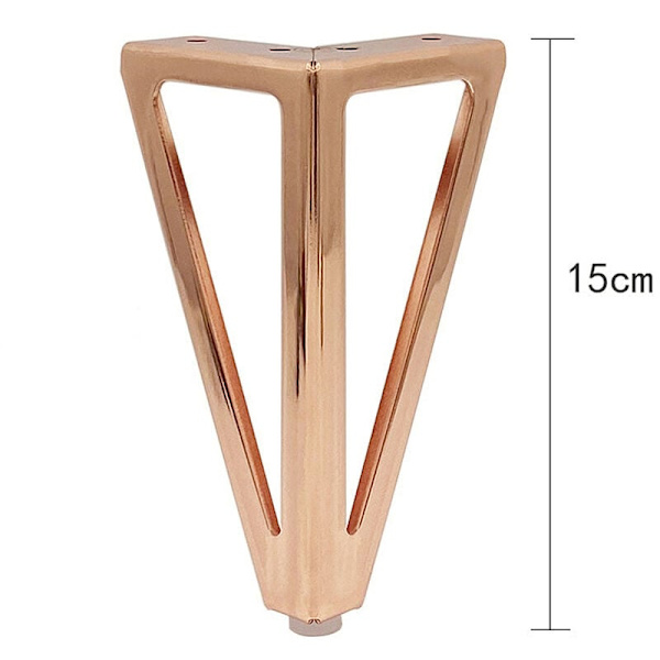4 st Rosa Triangulära Metallbordben 15cm Modern Stil Möbelben L