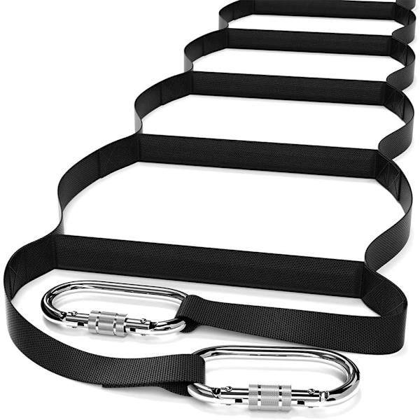 Brannstige - 3,8m Gulv - Webbing-stige med karabinkroker