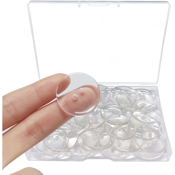 50 stk. 2 cm knapper med 2 hull, klare harpiksknapper for søm og DIY-håndverk