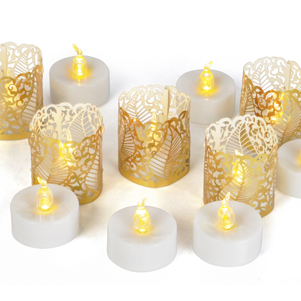 12-pack Flamlösa LED-ljus, 12 Gratis Stycken Hålformad Papper