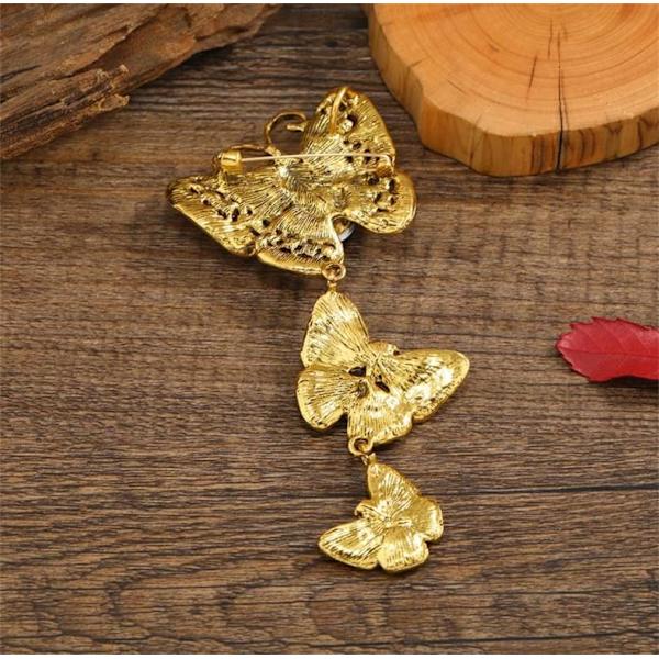 Kristall Rhinestone Fjärils Broscher För Kvinnor Vackra 3 Fjärils Insekter Fest Casual Brosch Kavajslag Stift Elegant Klänning