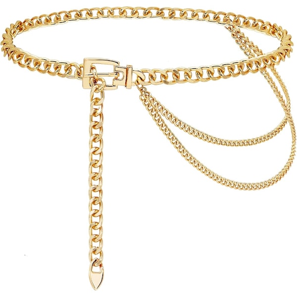 Chain Belt for Women Girls Gold Metal Waist Chain Multilayer Chunky Chain Belts for Dress