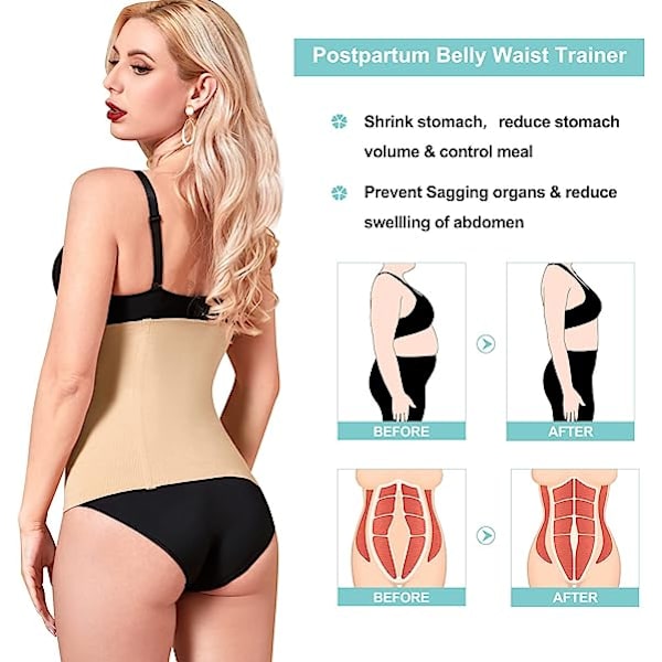 2 i 1 Postpartum Recovery Belt, Kroppsomslag for å stramme løs hud