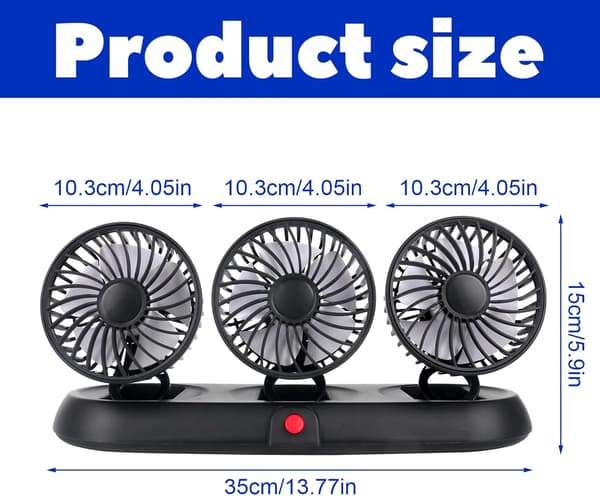 Bilvifte, USB-bilvifte, Dobbelthodevifte, 360° Rotasjon, 3 Justerbare Strømmoduser, Bil