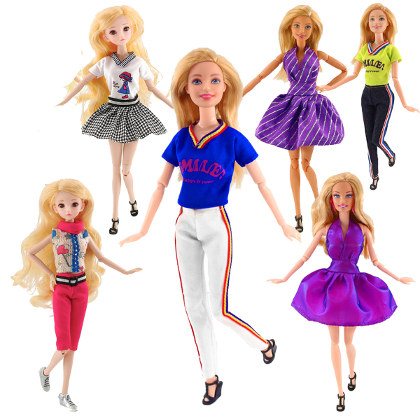 Tilbehør 11 tommer pige Barbie Doll Dress Up Casual Su