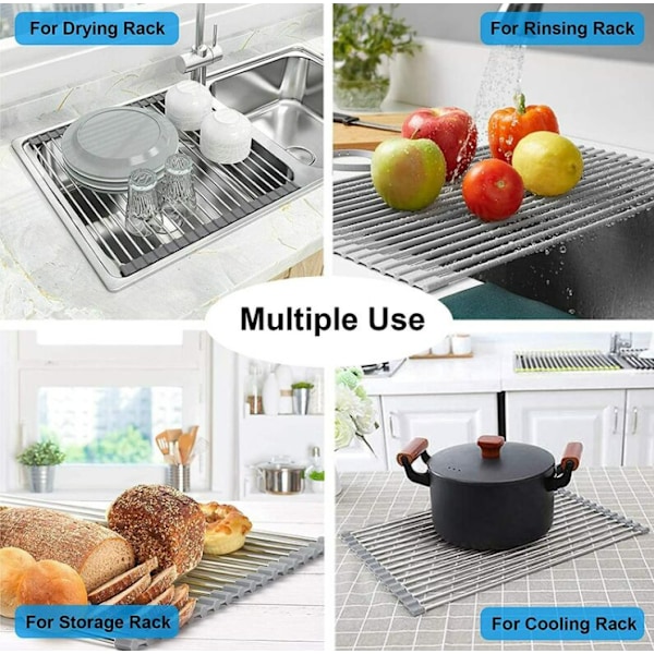 Rulleop Dish Stativ, BPA Fri Foldbar Vask Stativ Ideel til Frugt