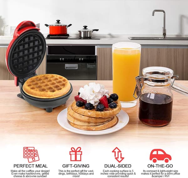 Mini Vaffeljern, 4.80 3.46 Rustfrit Stål 350W Husholdning