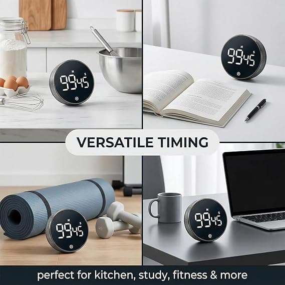 Køkkentimer, 60 minutters stopur og nedtællingstimer, magnetisk nedtællingstimer, bærbar, visuel timer, til børn og voksne