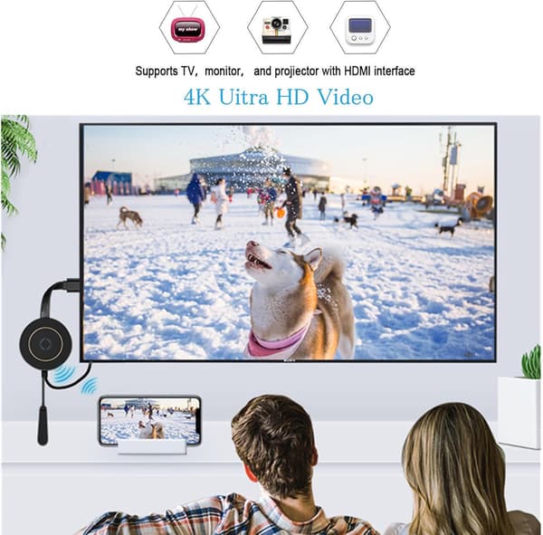 WiFi Display Adapter, 4K Trådløs HDMI Adapter til Streaming af Video