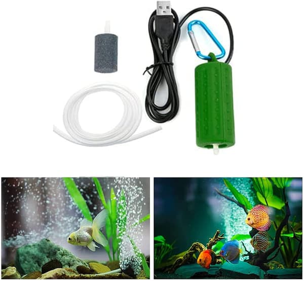 1W Mini Bärbar USB Akvarieluftpump USB Syrepump Ultra-Tyst