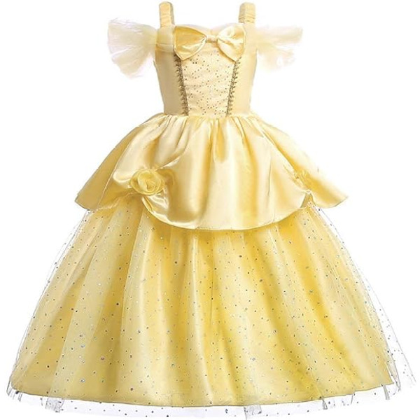 Liten jente Belle prinsessekostyme uten stropper cosplay forestilling