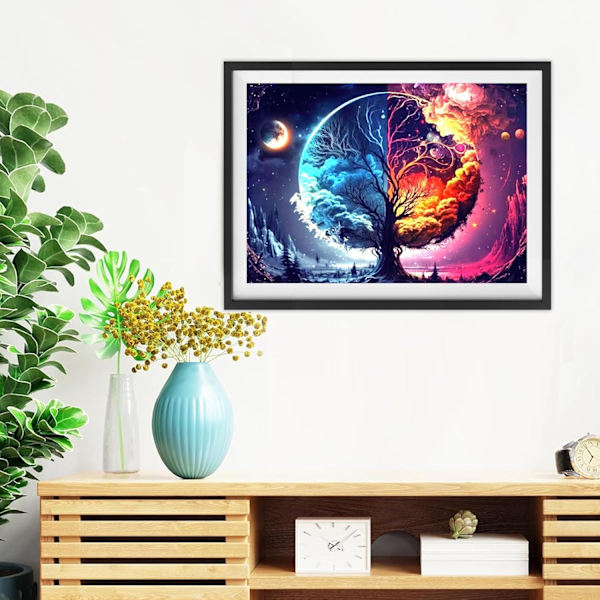Färgglada livets träd diamantmålning set för vuxna, 5D diamantmålning set för nybörjare, DIY måla bild