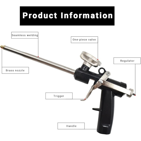 Pistol för expanderande skum, polyuretanskumpistol med högre skumflöde, idealisk för entreprenörer