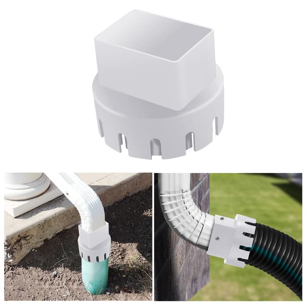 Hvit avløpslange-adapter (3x4 tommer), Plastavløpslange-adapter