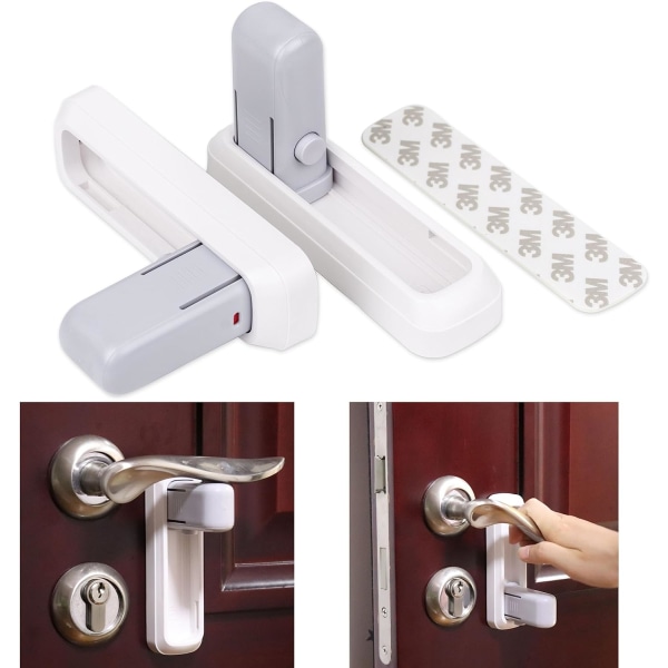 Door Handle Lock, 2 Pieces, in White, Door and Window Holds for C