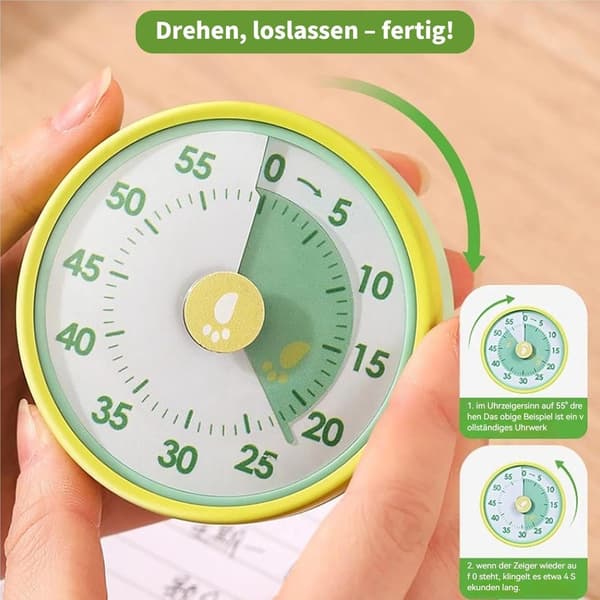 Børns Visuel Timer - Børns Visuel Timer med Magnetisk Lukning & Foldbar Stand, 60-Minutters Stopur til Køkken