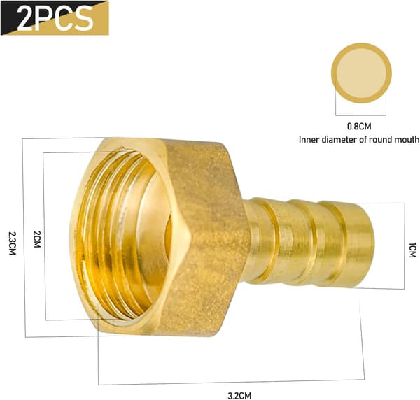pcs Sourcing Map Messing Barb Slangekobling Adapter, Indvendig Gevind 1/2\" G x 10mm