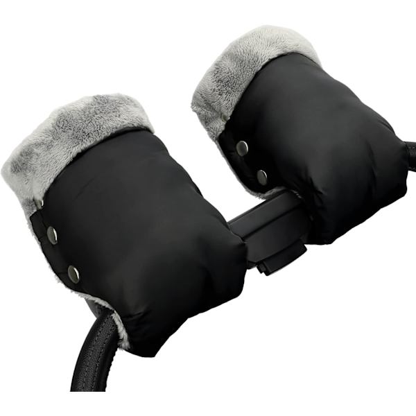 Barnevognshandsker - Sorte Frostsikre Bomuldsbarnevognshandsker, W
