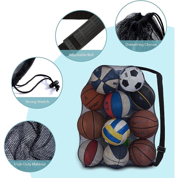 Stor Folding Mesh Ball Bag Nylon Mesh Bag Slitesterk Gjenbrukbar Stora