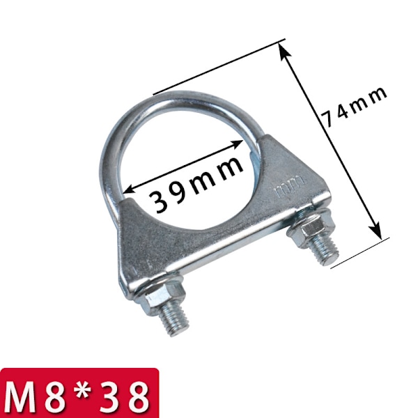 (2 st) Rörklammer för 38 mm diameter rör, U-formade rörklammer, zinkpläterade rörstöd