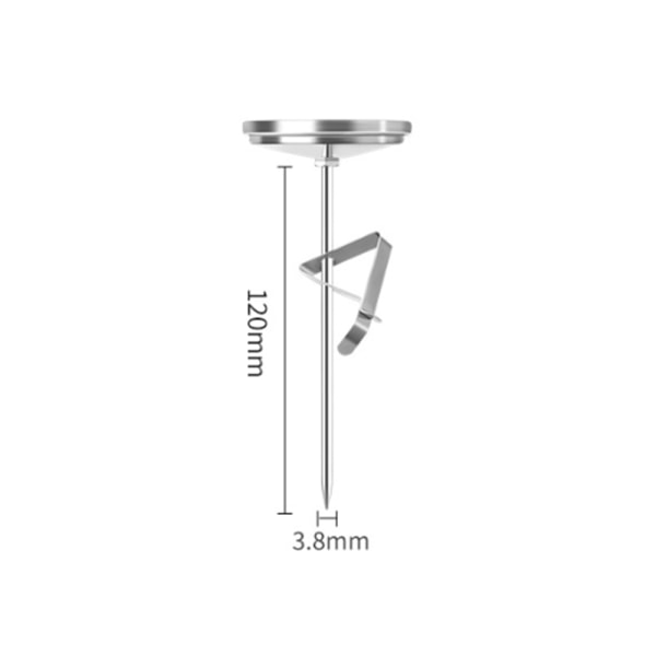 Fritermometer, rustfritt stål, sølv, 12 cm sonde