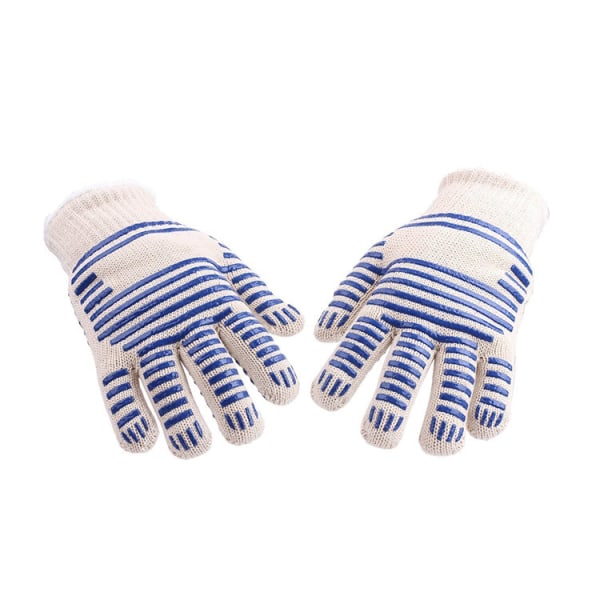 (blå, M)Ekstrem varmebestandige (300°F) BBQ-handsker, skridsikker sili