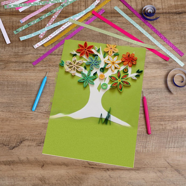 4 st Pappersquillingverktyg kit Rullande Curling Quilling Nål Penna Slitsad Kit för Quillade Skapelser DIY Papperskortstillverkning Projekt Konst Hantverk Handgjord Su