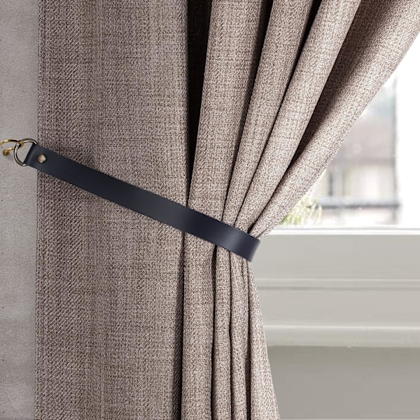 4 stk. Marineblå Læder Gardin Tie Backs, Udendørs Gardinholder Holdbacks Tiebacks med Vægkroge
