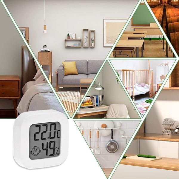 4 Mini Indendørs Termometre (Hvid), Digital Termometer Hygrometer