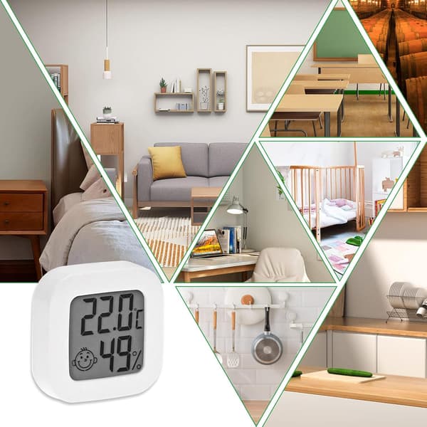 4 Mini Innendørs Termometre (Hvit), Digital Termometer Hygrometer