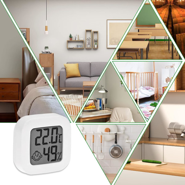 4 Mini Inomhus Termometrar (Vita), Digital Termometer Hygrometer