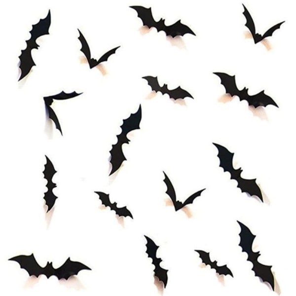 12 stk Halloween Dekorationer PVC 3D Vægstickers Flagermus Dekoration