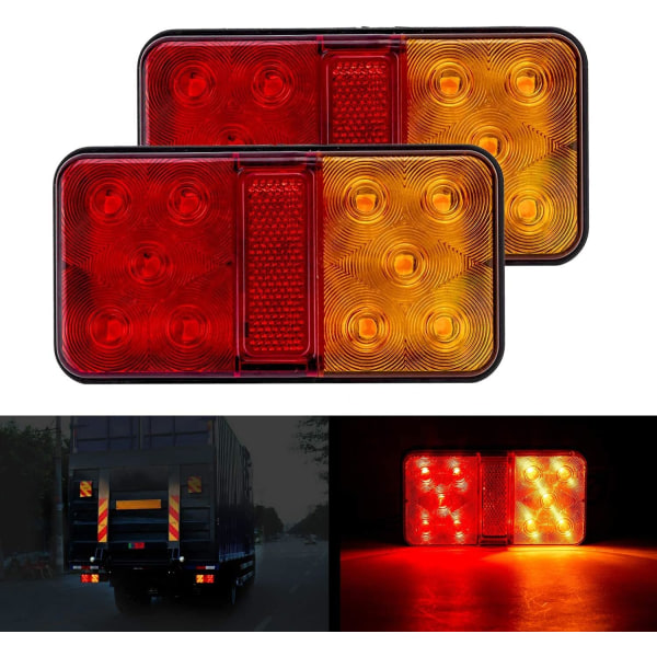 2 stk Multifunksjons LED Baklys 10-30v Vanntett Blinkende Parkering