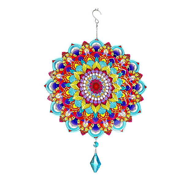 Mandala Vindspinner 3D Rustfritt Stål 30X38cm Hengende Vindspinner