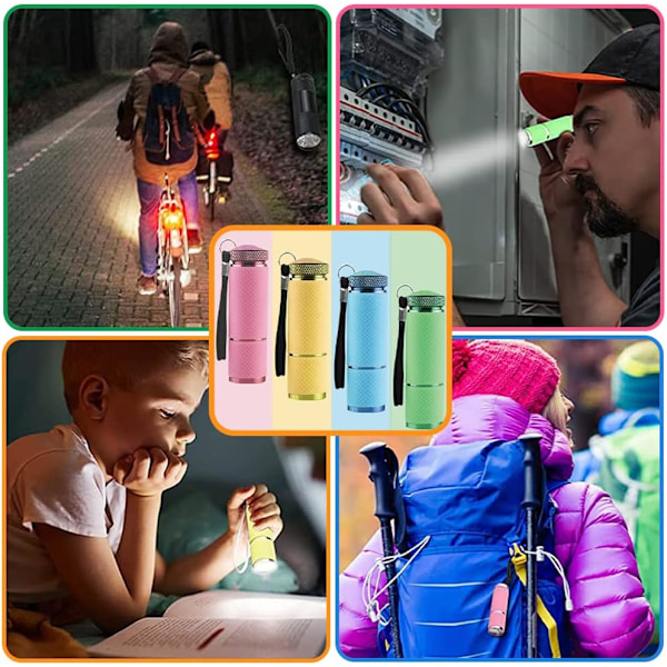 4 st Mini Portabla Ficklampor, Tåliga Barnficklampor Multifunktionella Små Vattentäta Ficklampor Snodd LED för Daglig Belysning Strömavbrott Nödsituationer