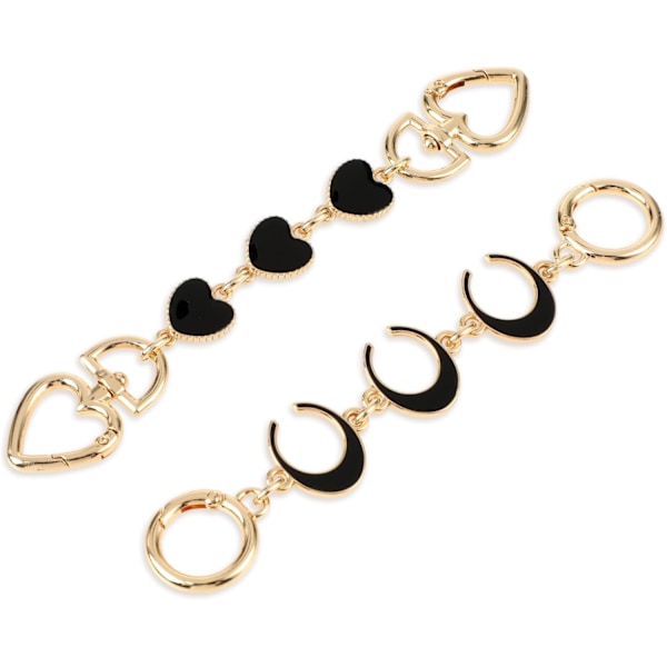 2 stk. Taskecharms Damepung Remforlænger Udskiftning Guld Taskekæde Piger Crossbody Taske Forlænger (Kærlighed, Måne)