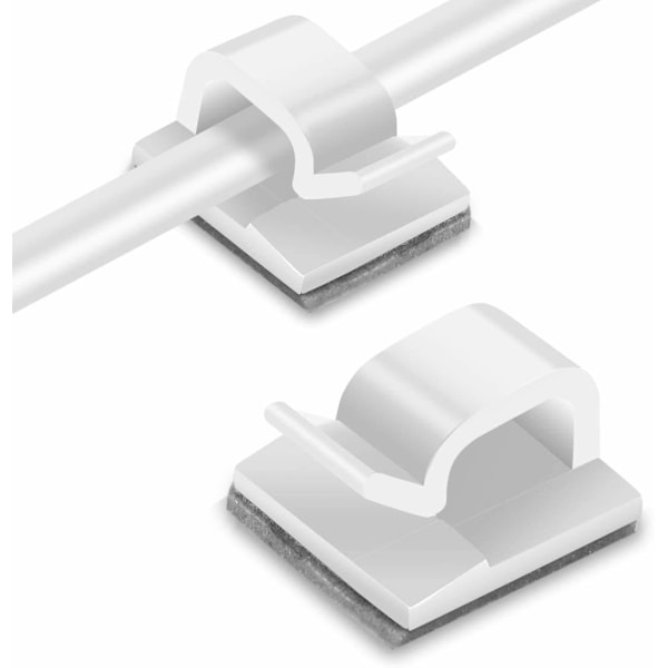 60 Stycken Vita Kabelklämmor, Självhäftande Kabelband, Kabelhantering, Självhäftande Kabelhantering, Elektriska Kabelklämmor för Kabelhantering
