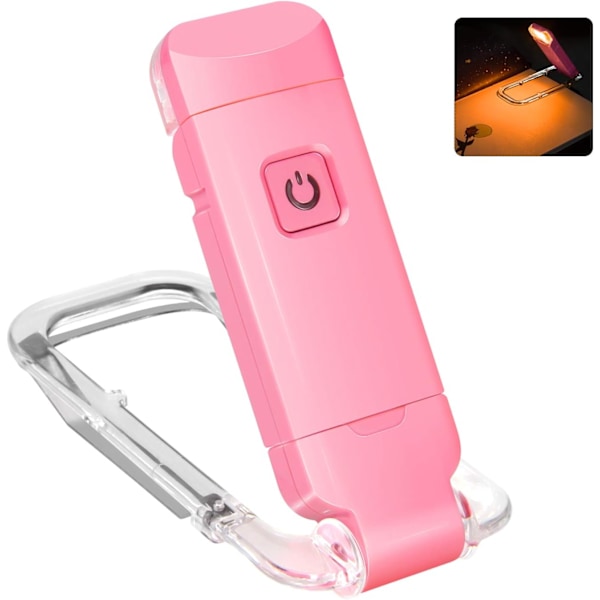 USB Oppladbar Boklampe for Lesing, Liten Bokleselampe i Sengen, Klemme på Bokmerke Barnelampe for Sengen, Justerbar Lysstyrke for Øyepleie, 2 4000K